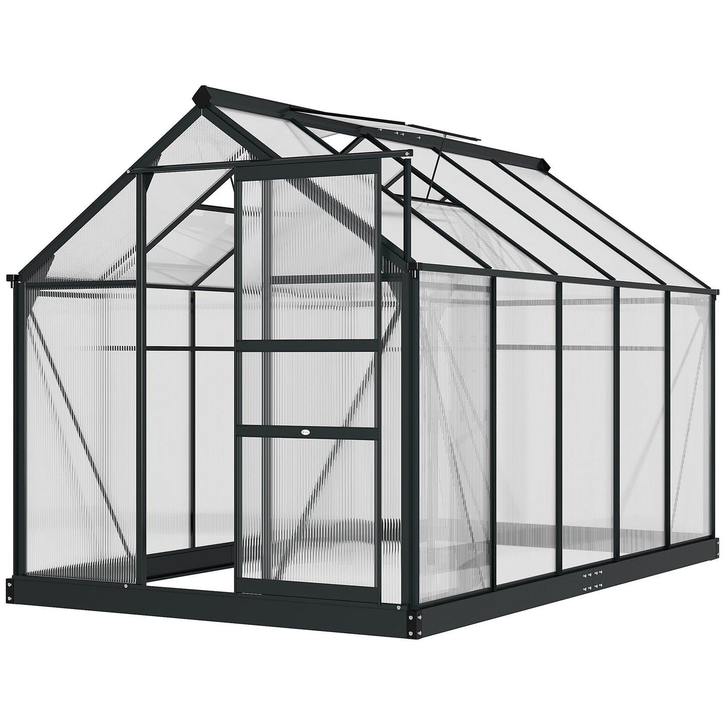 Outsunny BloomGreen 6' x 10' Greenhouse with Rain Gutter and Roof Vent Gray - 845-059V01GY