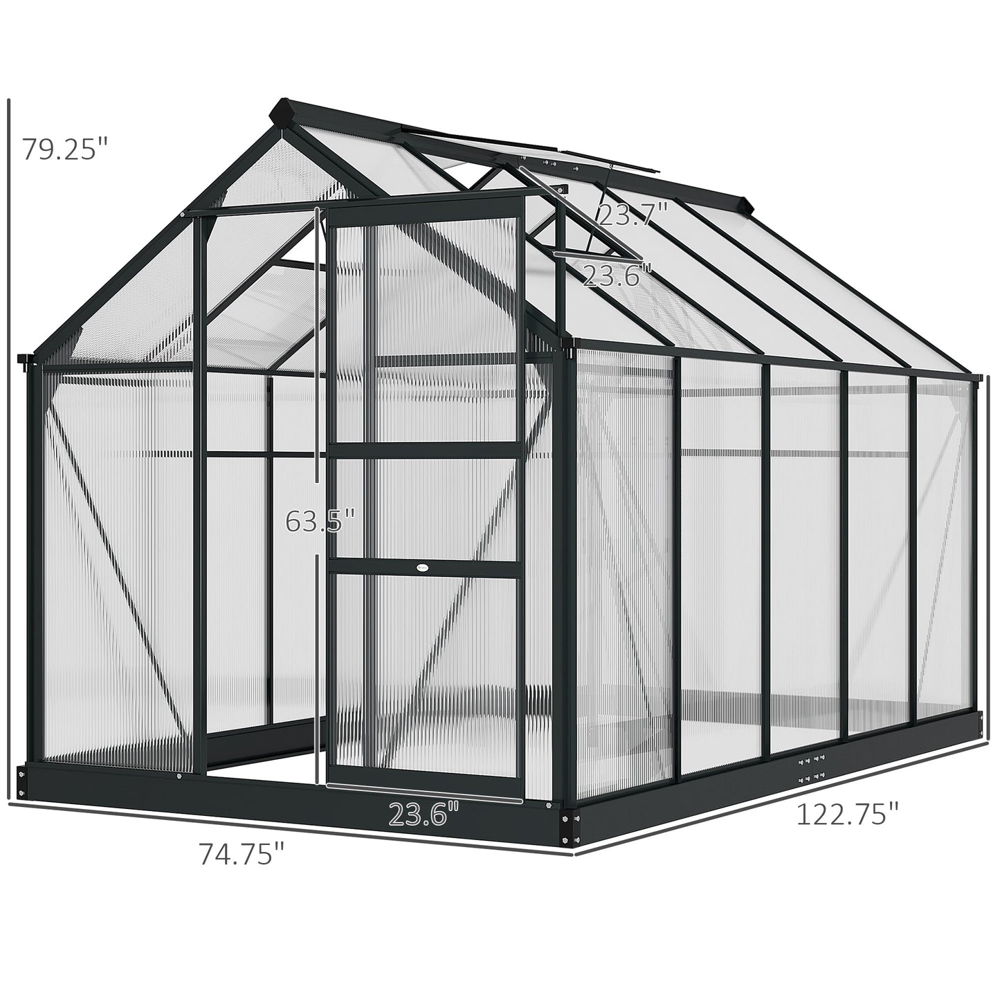 Outsunny BloomGreen 6' x 10' Greenhouse with Rain Gutter and Roof Vent Gray - 845-059V01GY