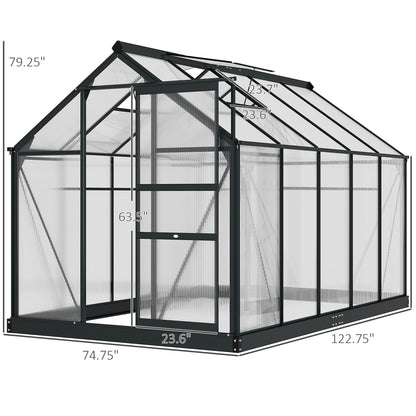 Outsunny BloomGreen 6' x 10' Greenhouse with Rain Gutter and Roof Vent Gray - 845-059V01GY