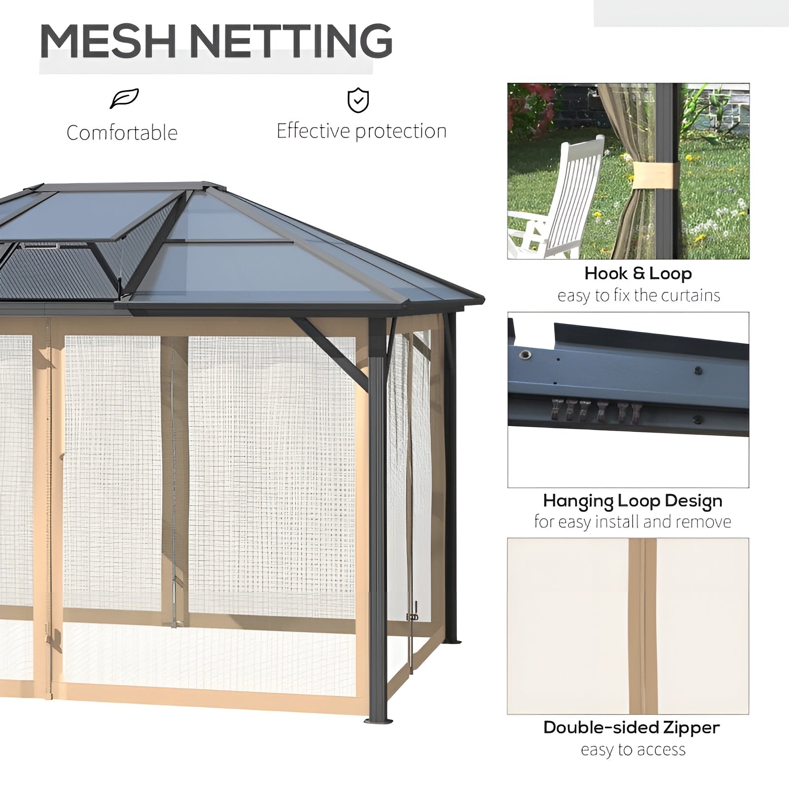 Outsunny 12' x 10' Hardtop Gazebo Aluminum Frame - 84C-291V01