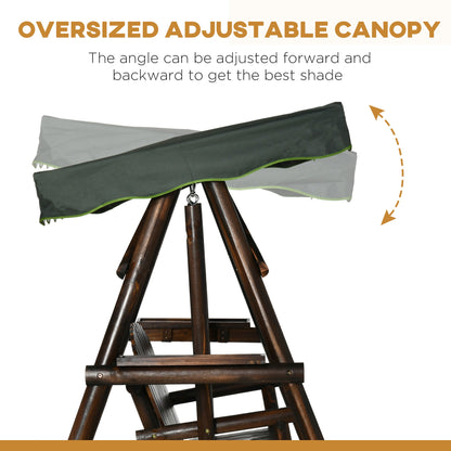 Outsunny 2-Person Outdoor Hanging Swing Chair with Adjustable Canopy and Side Trays - 84A-216