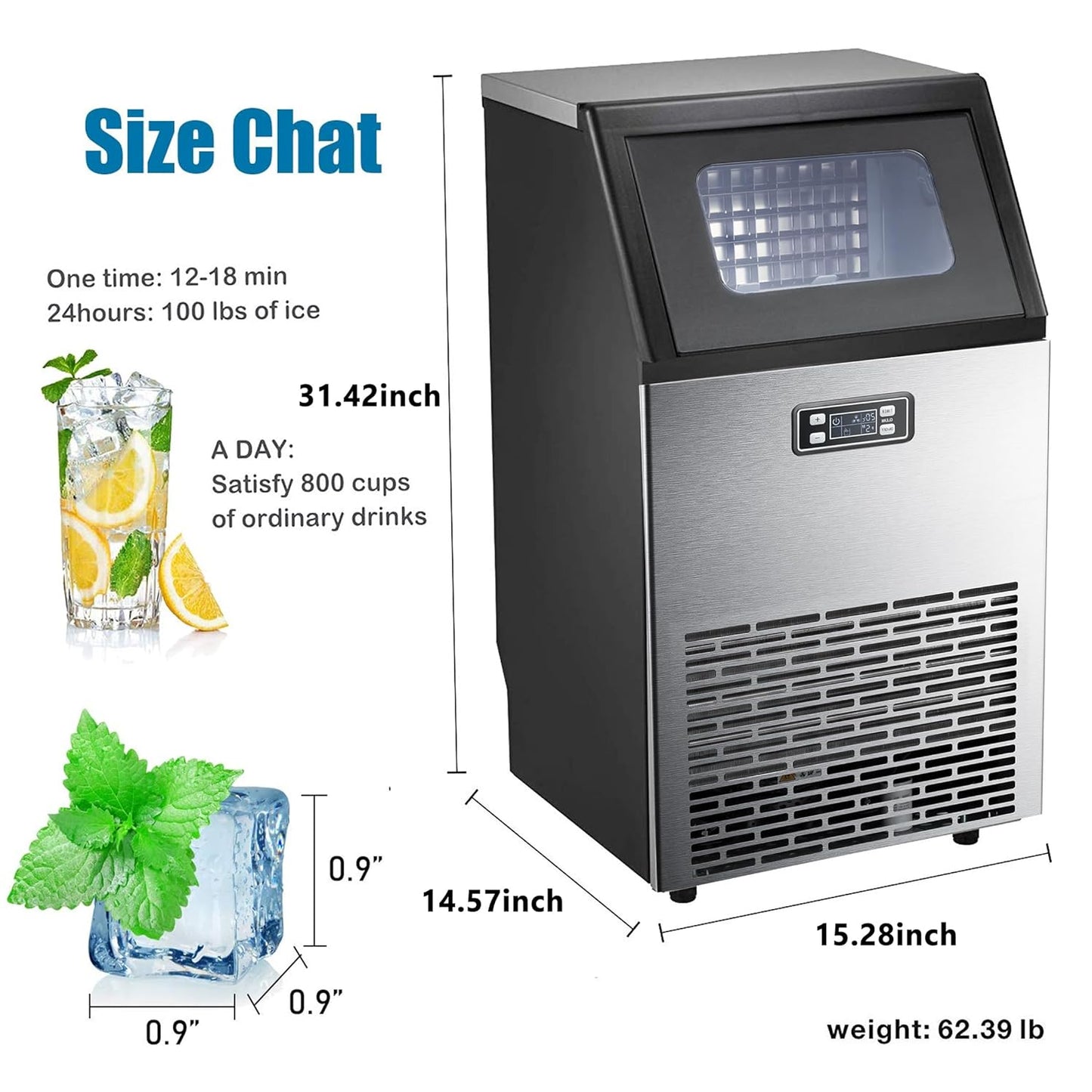 Antarctic Star Commercial Ice Makers Machine Stainless Steel Makers - Z5845AS