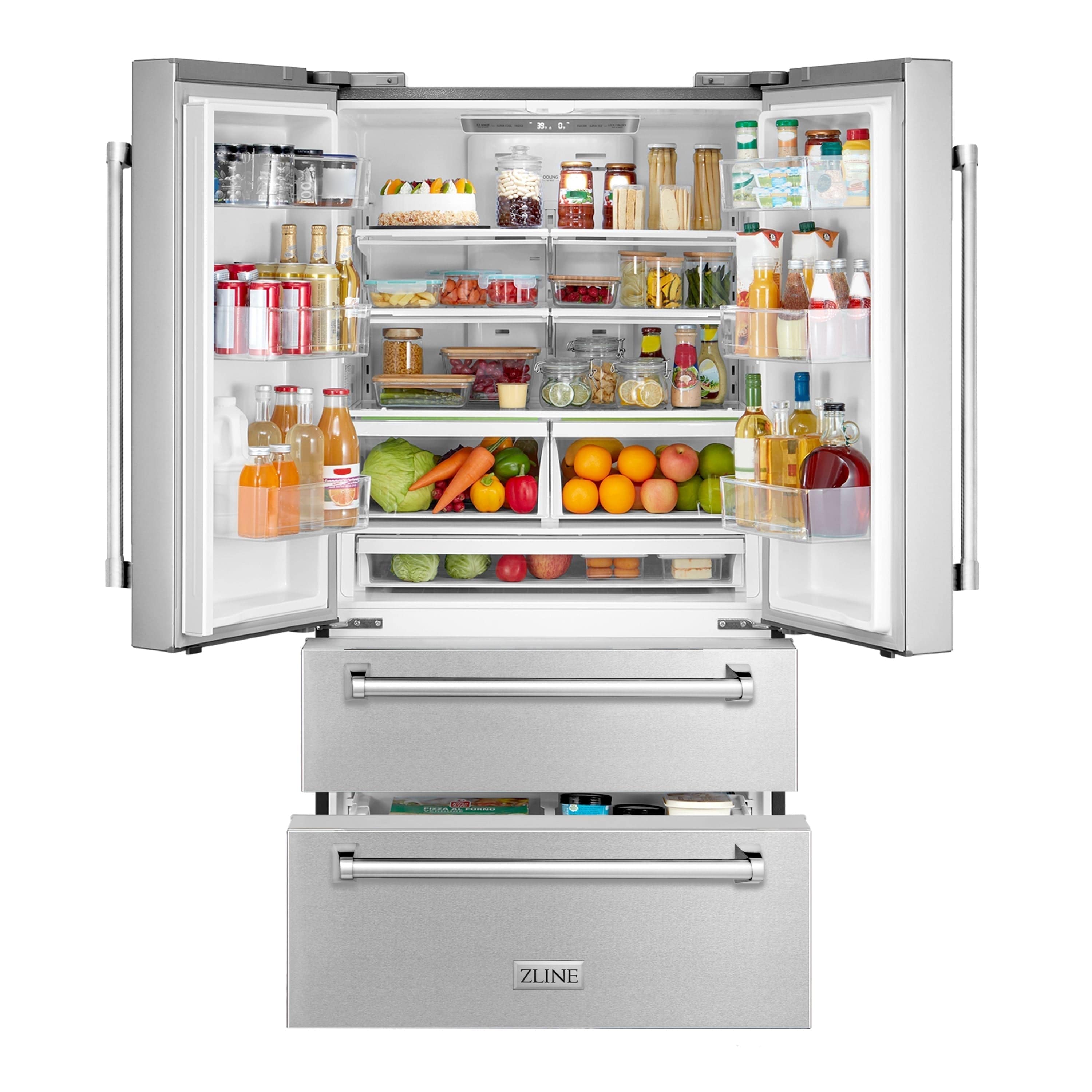 ZLINE Appliance Package - 48 in. Dual Fuel Range, Range Hood, Microwave Drawer, 3 Rack Dishwasher, Refrigerator, 5KPR-RARH48-MWDWV