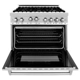 ZLINE Appliance Package - 36 in. Gas Range, Range Hood, Microwave Drawer, Dishwasher, 4KP-RGRH36-MWDW