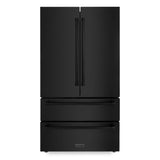 ZLINE 36 inch 22.5 cu. ft. French Door Refrigerator with Ice Maker in Black Stainless Steel, RFM-36-BS