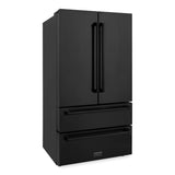 ZLINE 36 inch 22.5 cu. ft. French Door Refrigerator with Ice Maker in Black Stainless Steel, RFM-36-BS