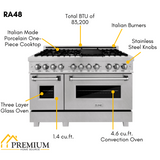 ZLINE Appliance Package - 48 In. Dual Fuel Range, Range Hood, Microwave Drawer, 3 Rack Dishwasher, 4KP-RARH48-MWDWV