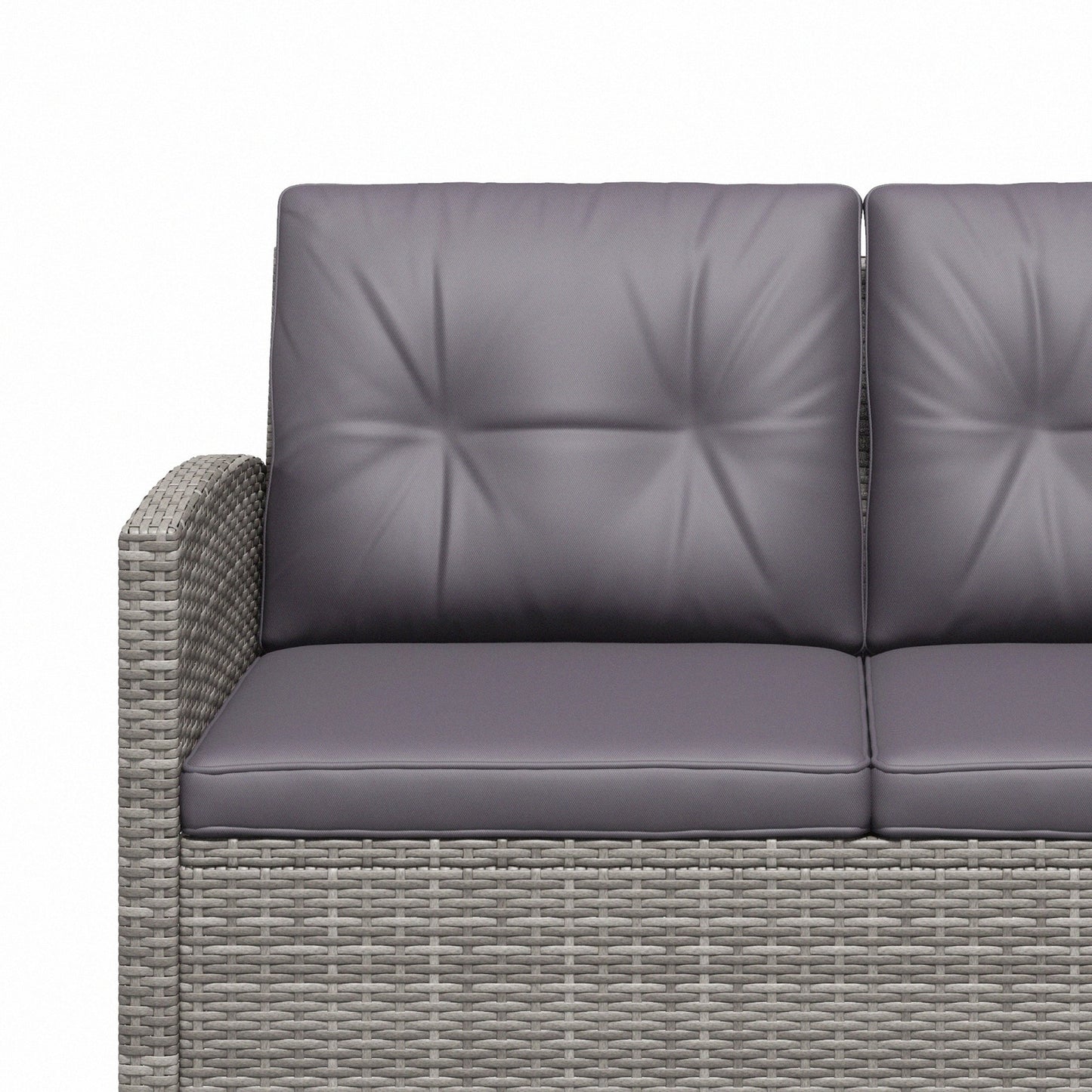 Outsunny 4-Piece PE Wicker Patio Set with Two-tier Coffee Table & Cushions, Charcoal - 860-117V01TN