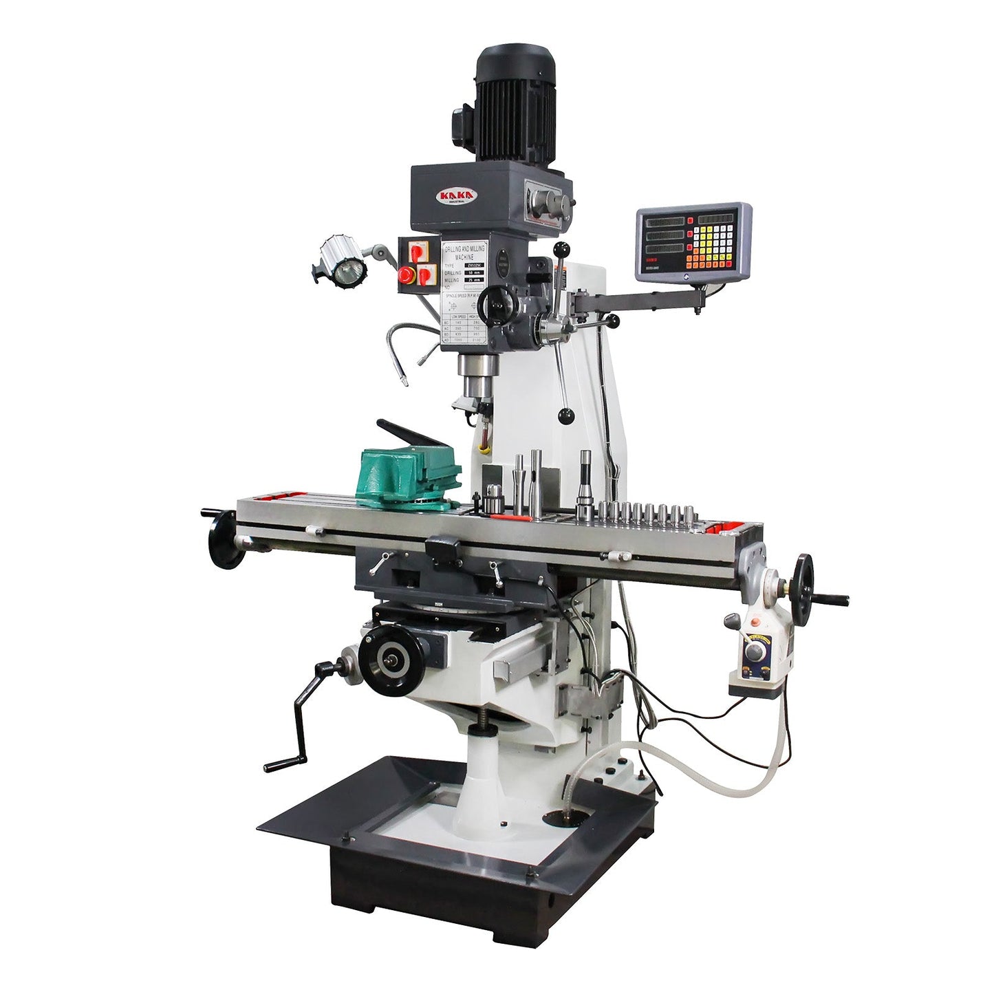 KAKA Industrial ZX-5325C Drilling and milling machine 230V460V-60HZ-3PH Main Moto power 1.5KW Gear Head Auto Feed Table Drilling and milling machine with 3 Axis DRO - 183013V230V460