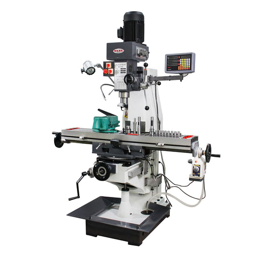 KAKA Industrial ZX-5325C Drilling and milling machine 230V460V-60HZ-3PH Main Moto power 1.5KW Gear Head Auto Feed Table Drilling and milling machine with 3 Axis DRO - 183013V230V460