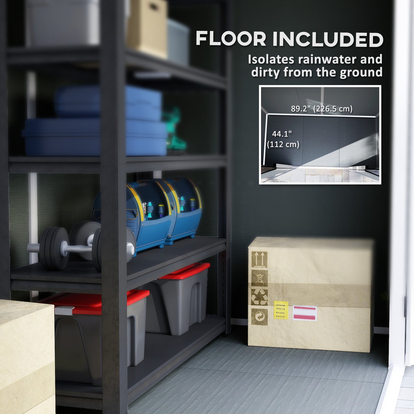 Outsunny EverBase 8' x 4' Outdoor Storage Shed with Window, Lockable Doors and Vents, Gray - 84H-156V00GY