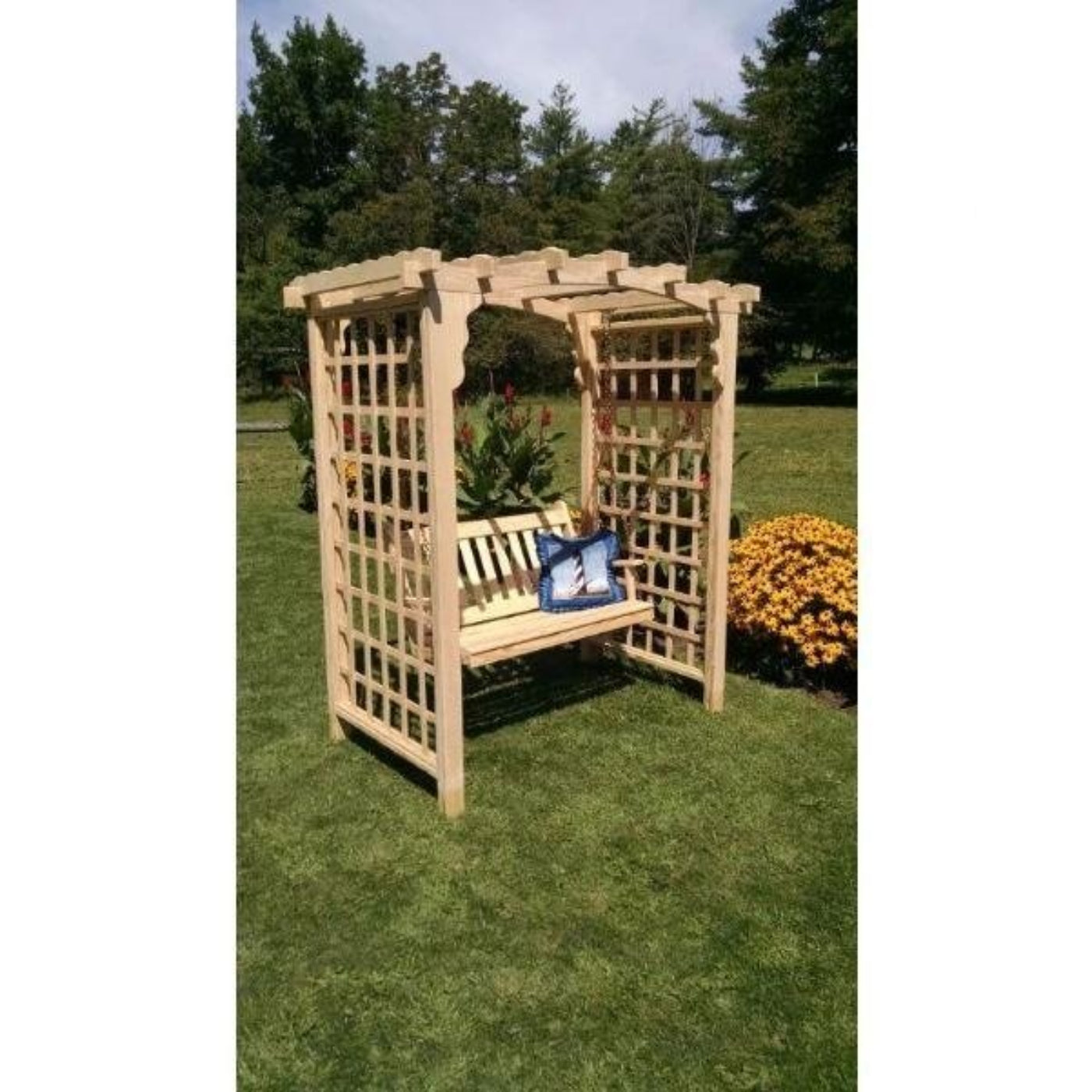 A & L Furniture Amish Handcrafted Pine Cambridge Arbor & Swing - 1516-UNF