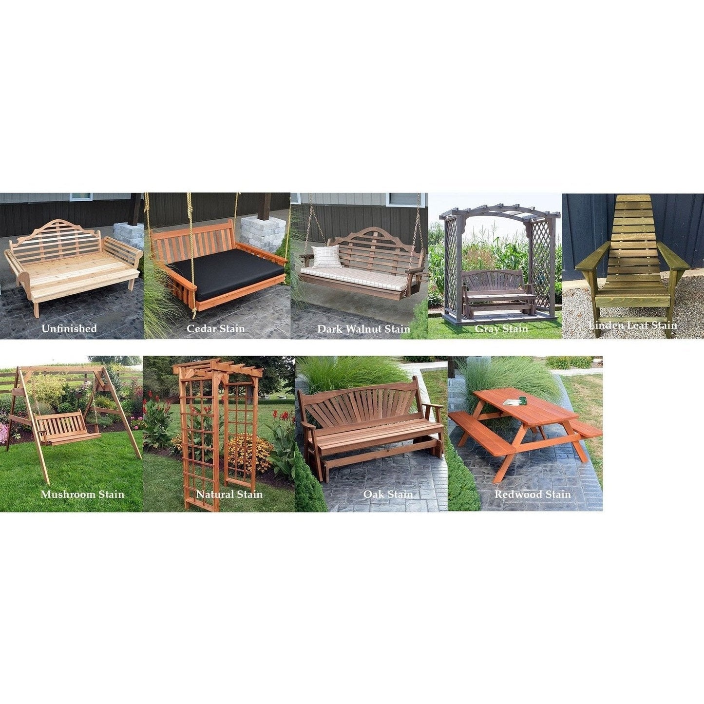 A & L Furniture Cedar Fanback Garden Bench - 481C-4FT-Unfinished