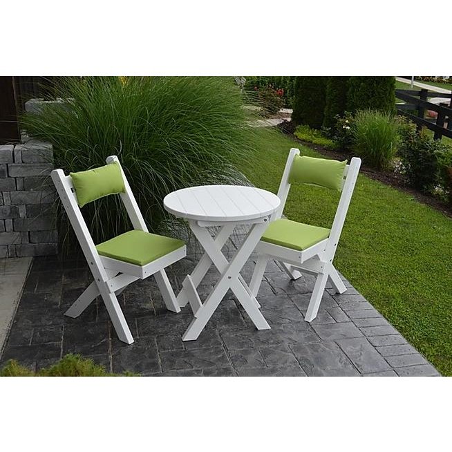 A & L Furniture Poly Coronado Round Folding Bistro Sets - 4000-White