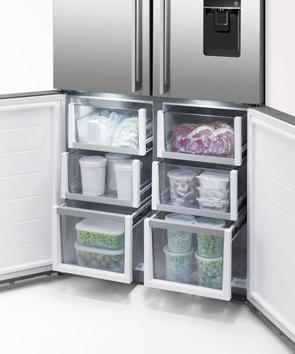 FISHER & PAYKEL RF203QDUVX1 Freestanding Quad Door Refrigerator Freezer, 36", 18.9 cu ft, Ice & Water - RF203QDUVX1-KT