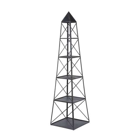 Park Hill Collection Stackable Antique Black Obelisk - Versatile Iron Display Shelf with Unique Tiers for Stylish Storage - EGG30253