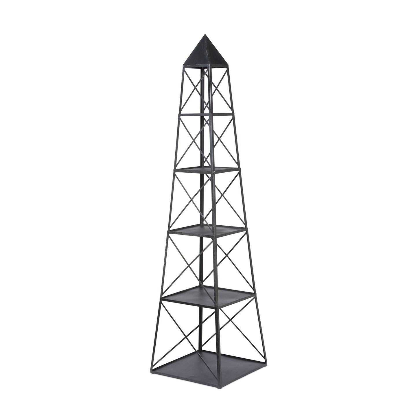 Park Hill Collection Stackable Antique Black Obelisk - Versatile Iron Display Shelf with Unique Tiers for Stylish Storage - EGG30253