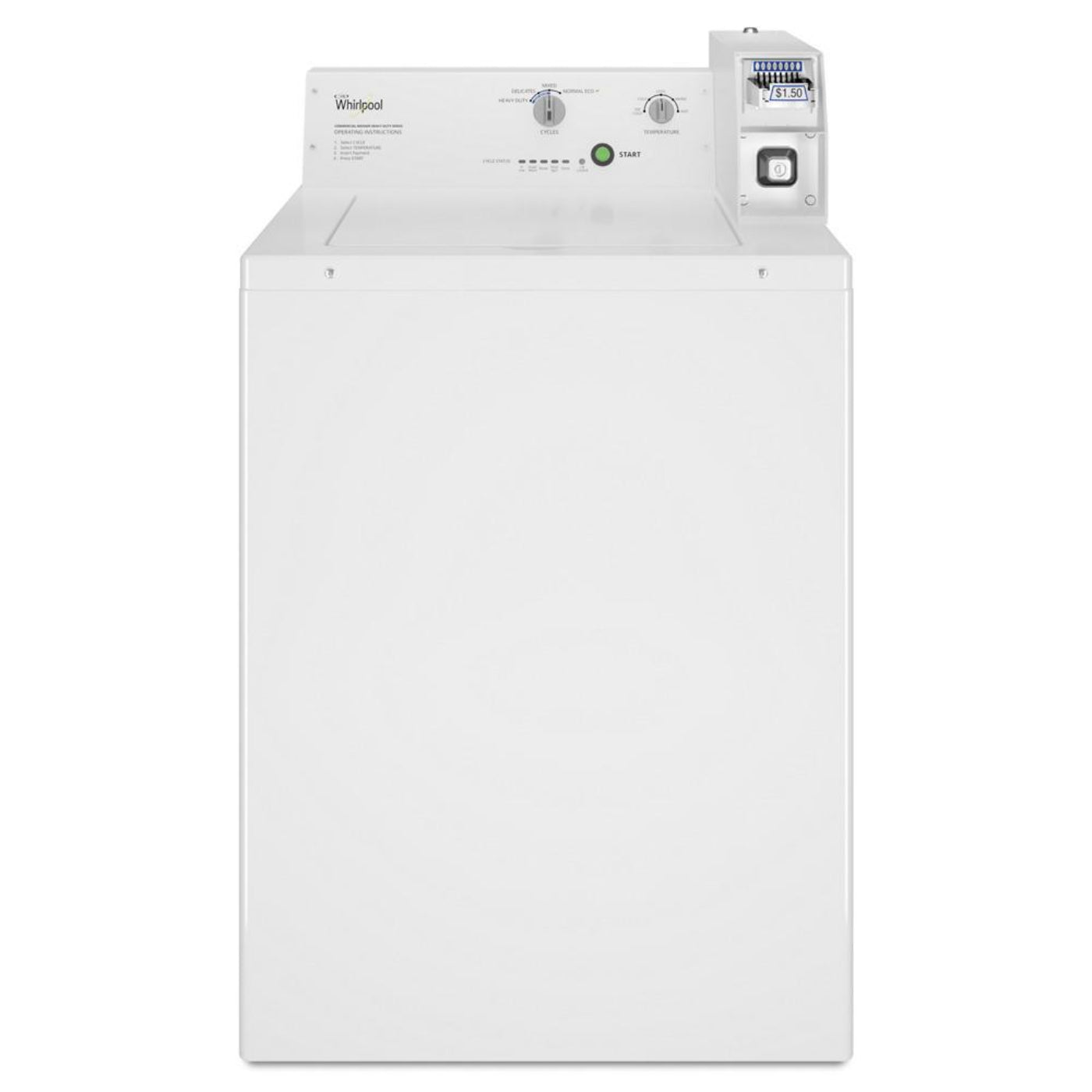 WHIRLPOOL Commercial Top-Load Washer, Coin Equipped White - CAE2745FQ-KT