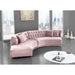 Meridian Furniture Kenzi 2pc Velvet Sectional in Pink - 641Pink-Sectional