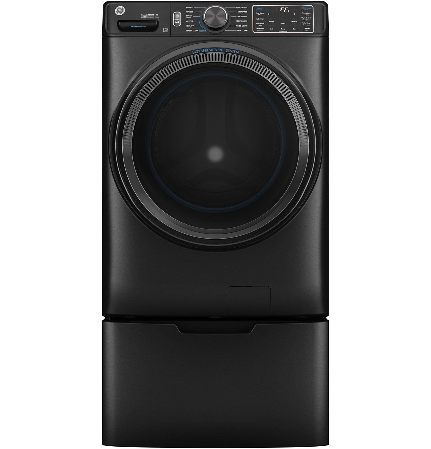 GE 5.0 cu. ft. Smart Front Load Washer, SmartDispense, UltraFresh Vent, OdorBlock, Sanitize + Allergen – GFW655SPVDS-KT