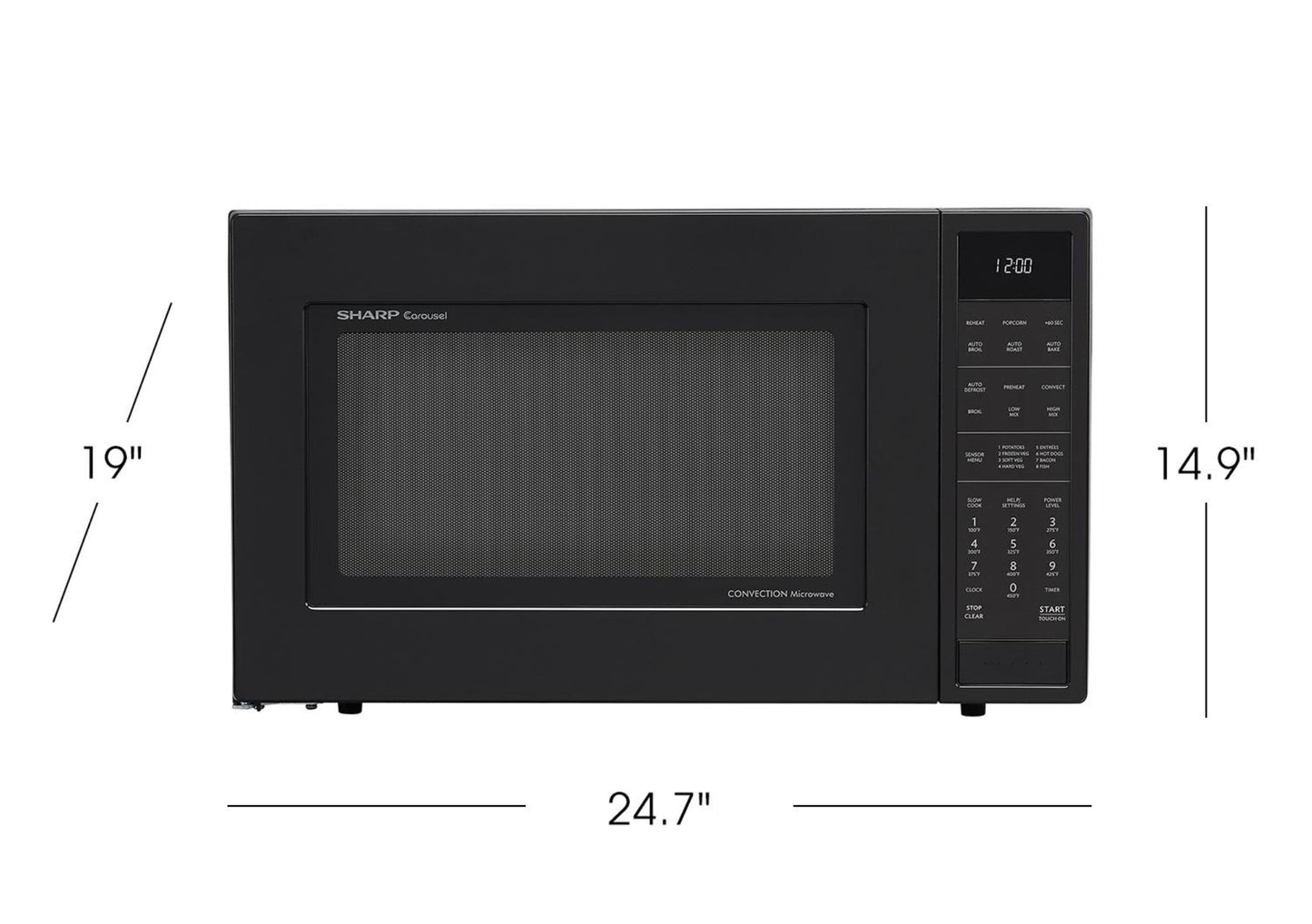 SHARP  1.5 cu. ft. 900W Sharp Matte Black Carousel Convection Microwave Oven - SMC1585BB-KT