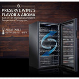 Ivation 34 Bottle Compressor Wine Refrigerator, Freestanding Wine Cooler with Lock, Black - IVFWCC341LB