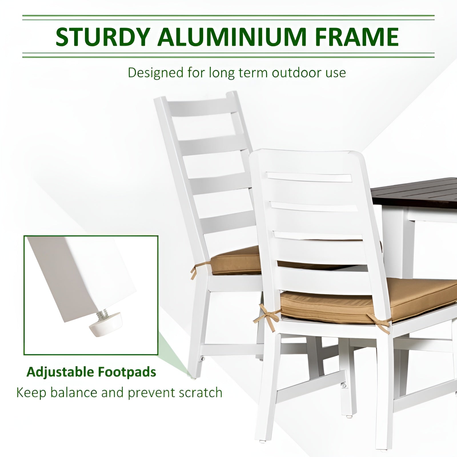 Outsunny 7 Piece Patio Dining Set with Umbrella Hole - 84B-990