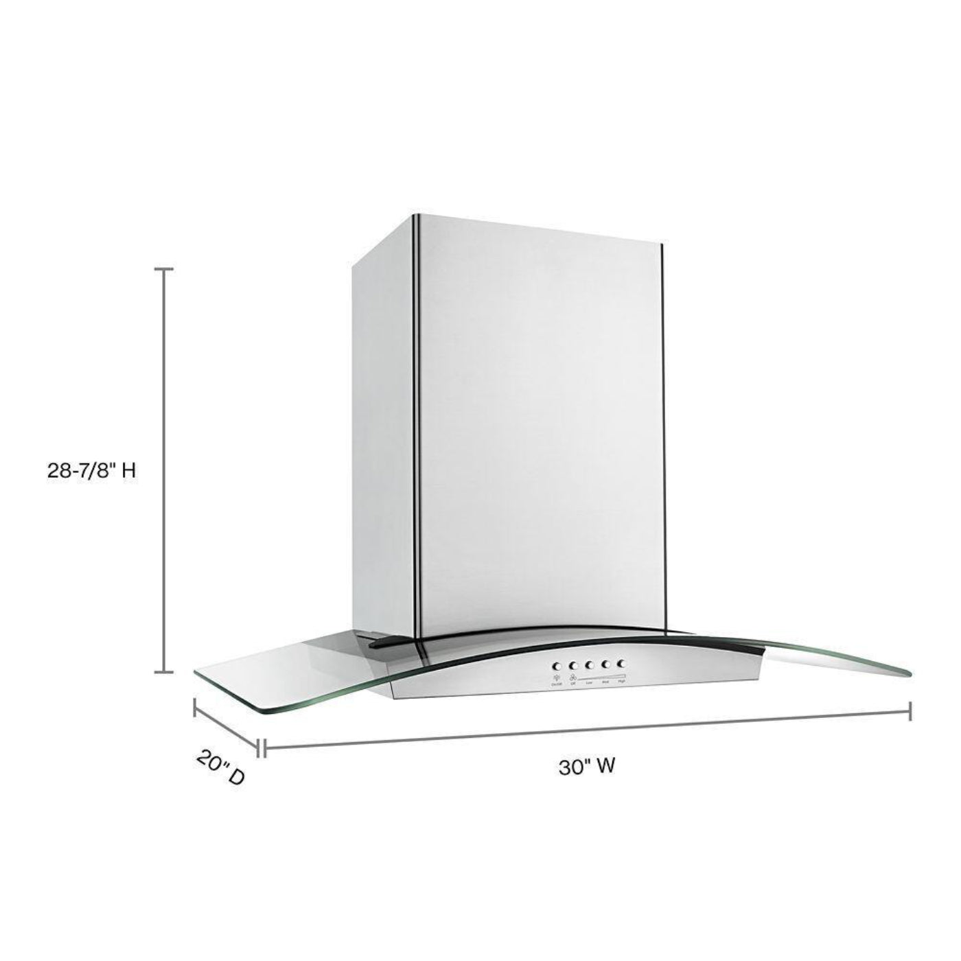 WHIRLPOOL WVW75UC0DS 30" Modern Glass Wall Mount Range Hood - WVW75UC0DS-KT