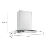 WHIRLPOOL WVW75UC0DS 30" Modern Glass Wall Mount Range Hood - WVW75UC0DS-KT