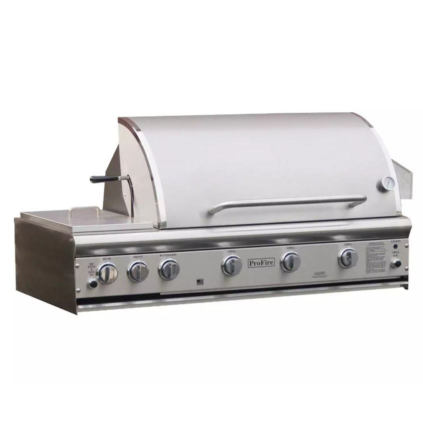 ProFire Deluxe Briquette Series 48-Inch Built-In Grill With Rotisserie & Double Side Burner - BQDLX48RS-P