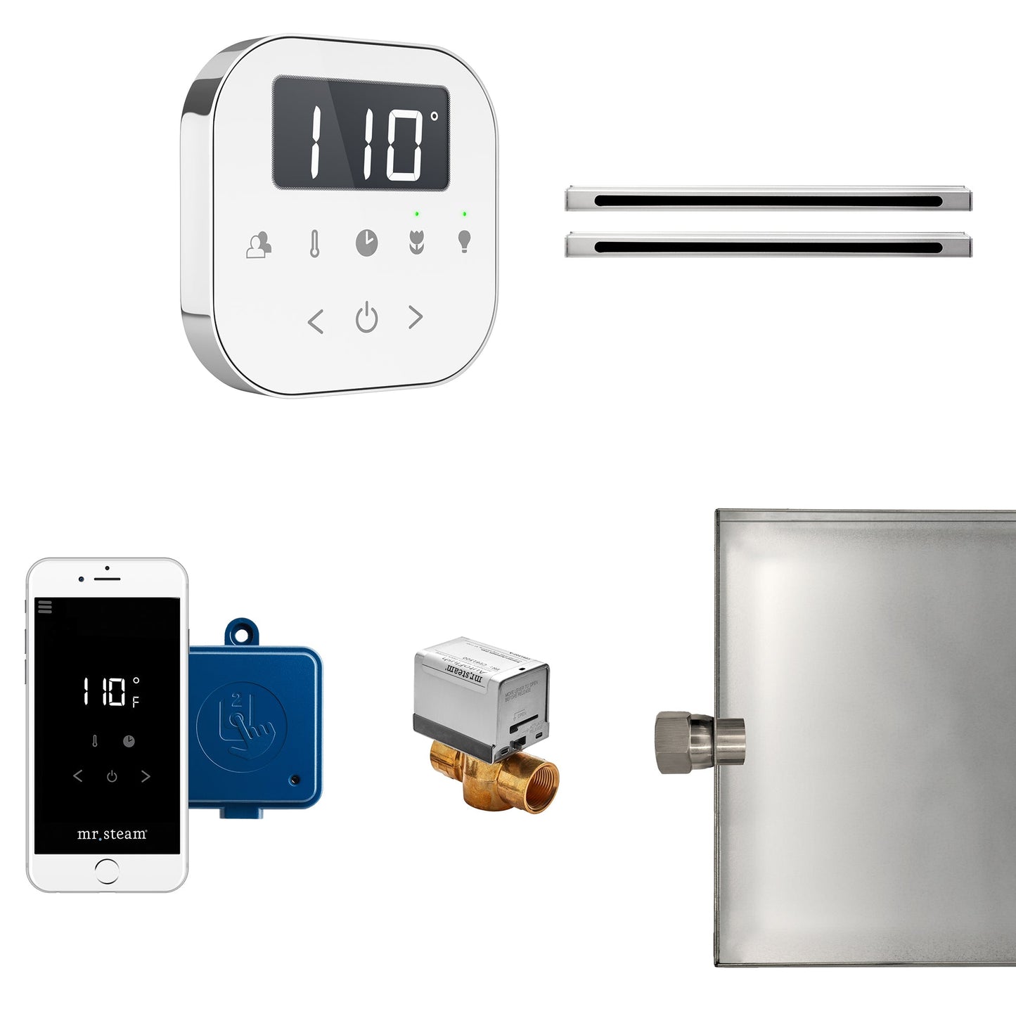 Mr. Steam AirButler Max Linear Package White Satin Brass - ABUTLERLXWSB
