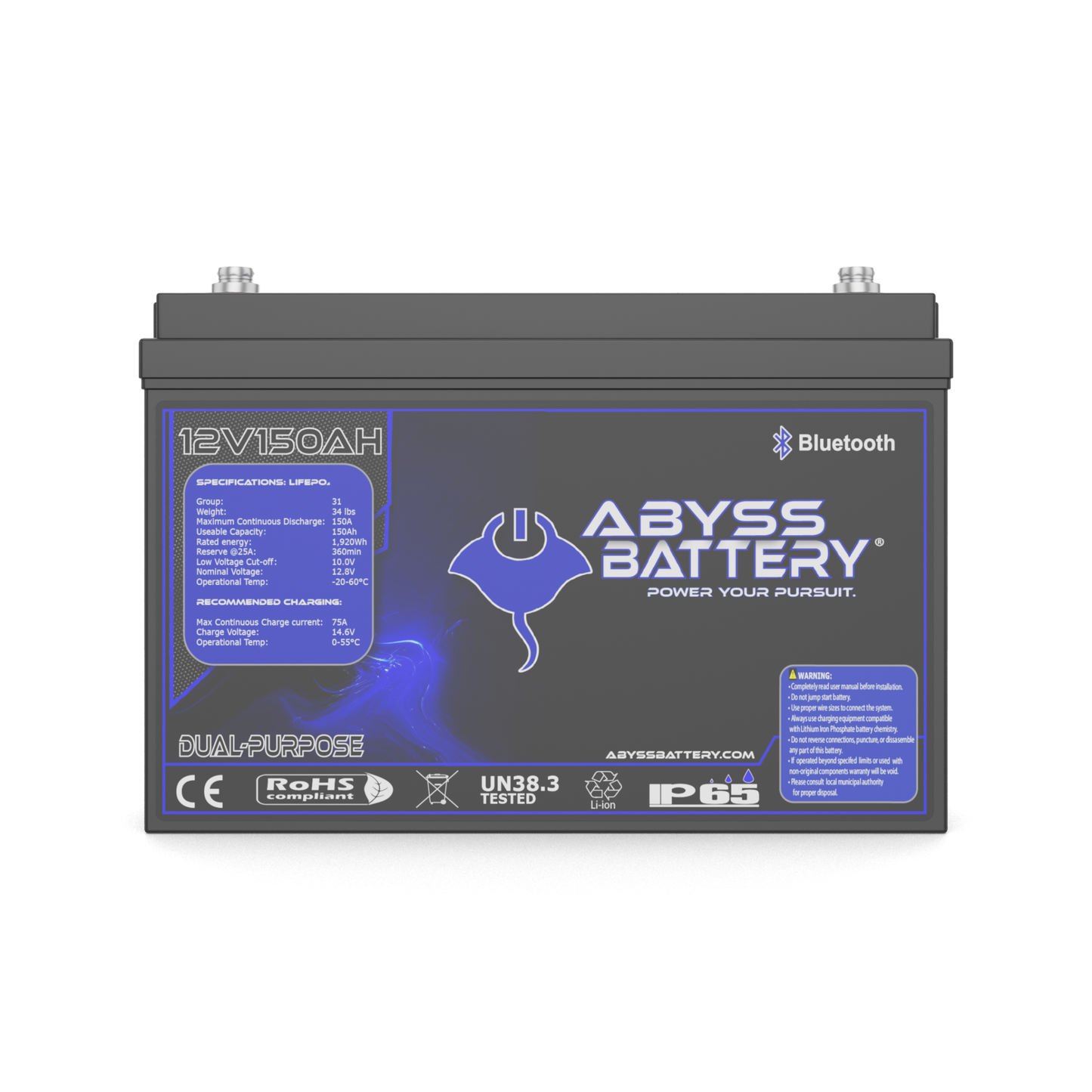 Abyss Battery 12V 150Ah Dual Purpose Lithium Marine Battery - AB-12V150-BT