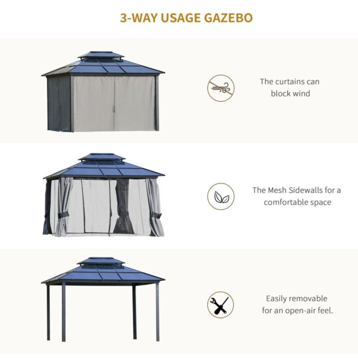 Outsunny 10x12 Hardtop Gazebo - 84C-215V01