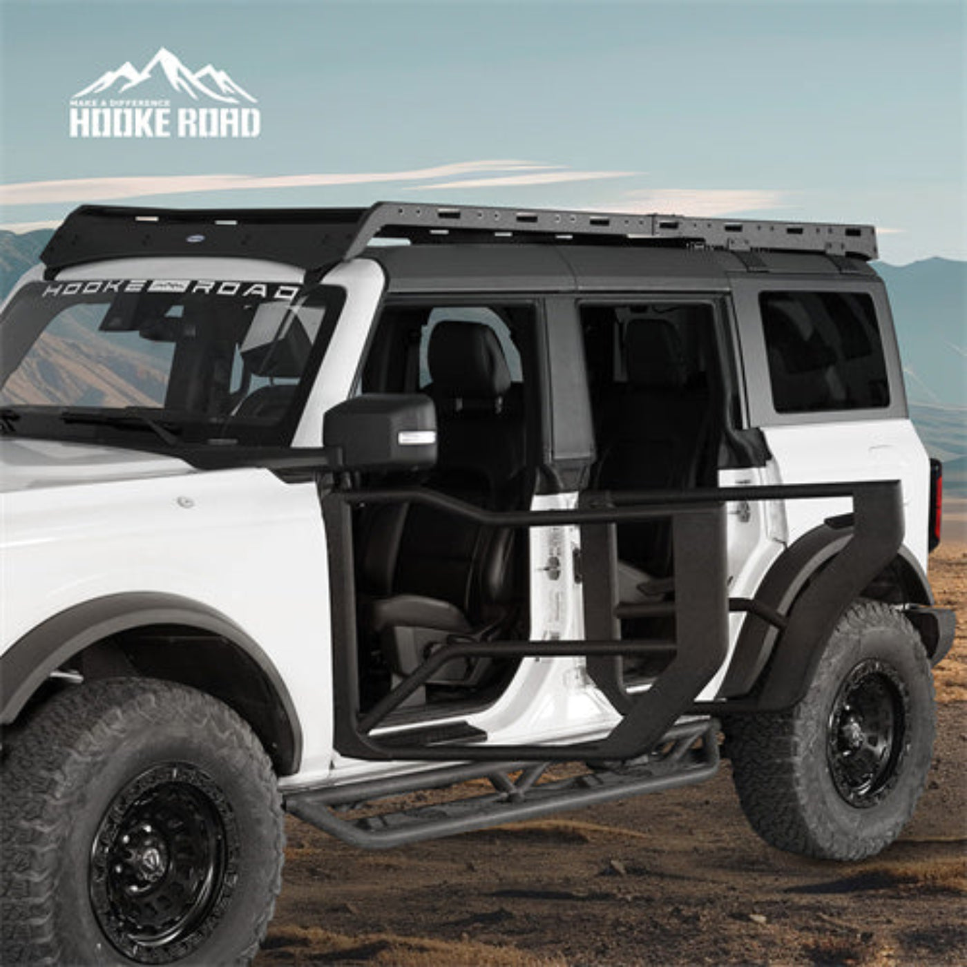 2021-2025 Ford Bronco 4-Door Tube Half Front & Rear Doors - Hooke Road - HE.8916-S