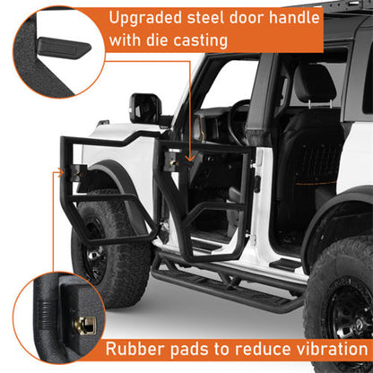 2021-2025 Ford Bronco 4-Door Tube Half Front & Rear Doors - Hooke Road - HE.8916-S