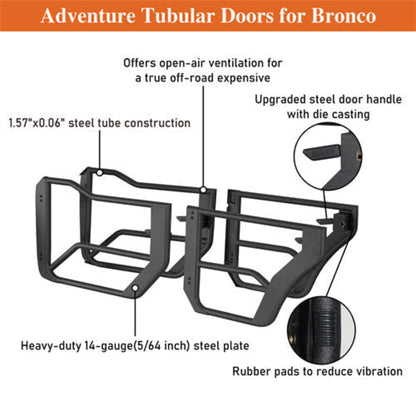 2021-2025 Ford Bronco 4-Door Tube Half Front & Rear Doors - Hooke Road - HE.8916-S