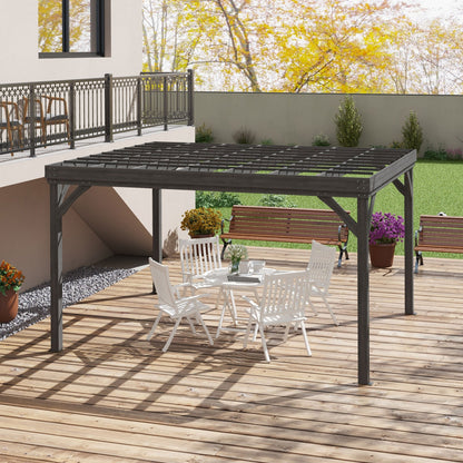 Outsunny 10' x 12' Wooden Pergola, Grape Vine Gazebo, Concrete Anchors, Garden, Patio, Backyard, Deck, Gray - 84C-416V00GY