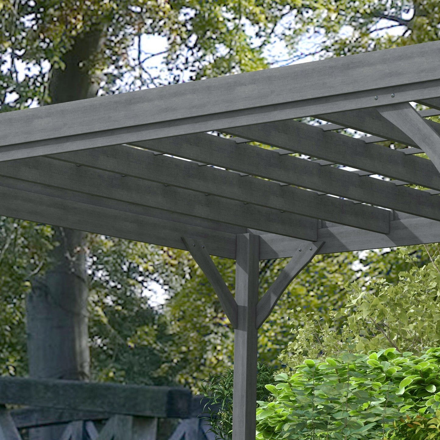 Outsunny 10' x 12' Wooden Pergola, Grape Vine Gazebo, Concrete Anchors, Garden, Patio, Backyard, Deck, Gray - 84C-416V00GY