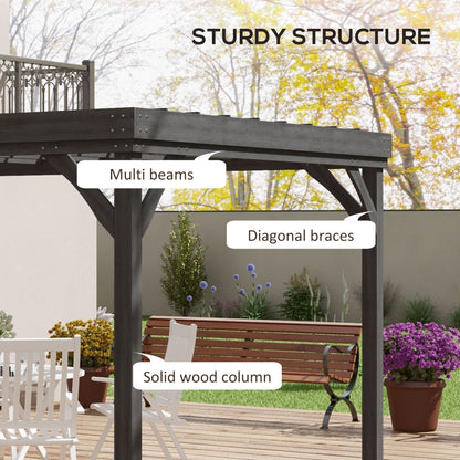 Outsunny 10' x 12' Wooden Pergola, Grape Vine Gazebo, Concrete Anchors, Garden, Patio, Backyard, Deck, Gray - 84C-416V00GY