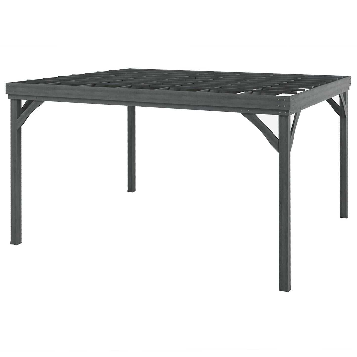 Outsunny 10' x 12' Wooden Pergola, Grape Vine Gazebo, Concrete Anchors, Garden, Patio, Backyard, Deck, Gray - 84C-416V00GY