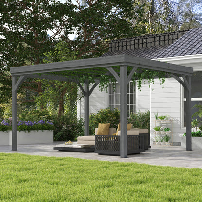 Outsunny 10' x 12' Wooden Pergola, Grape Vine Gazebo, Concrete Anchors, Garden, Patio, Backyard, Deck, Gray - 84C-416V00GY