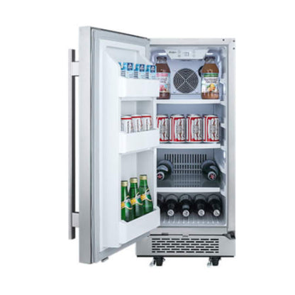 Avallon 15 Inch Wide 3.3 Cu.Ft. Energy Efficient Outdoor Approved Beverage Center with LED Lighting - AFR151SSODLH