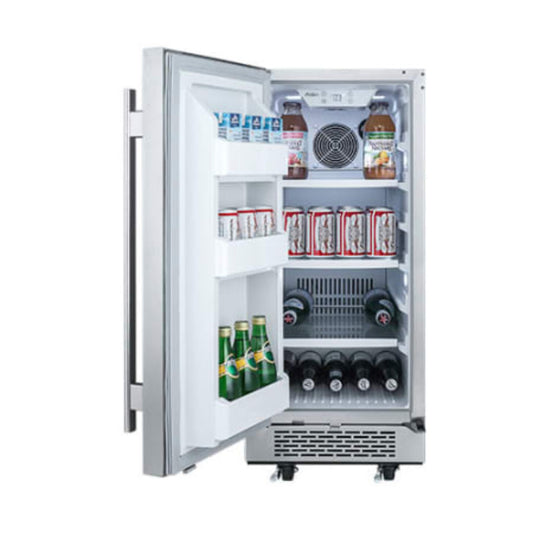 Avallon 15 Inch Wide 3.3 Cu.Ft. Energy Efficient Outdoor Approved Beverage Center with LED Lighting - AFR151SSODLH