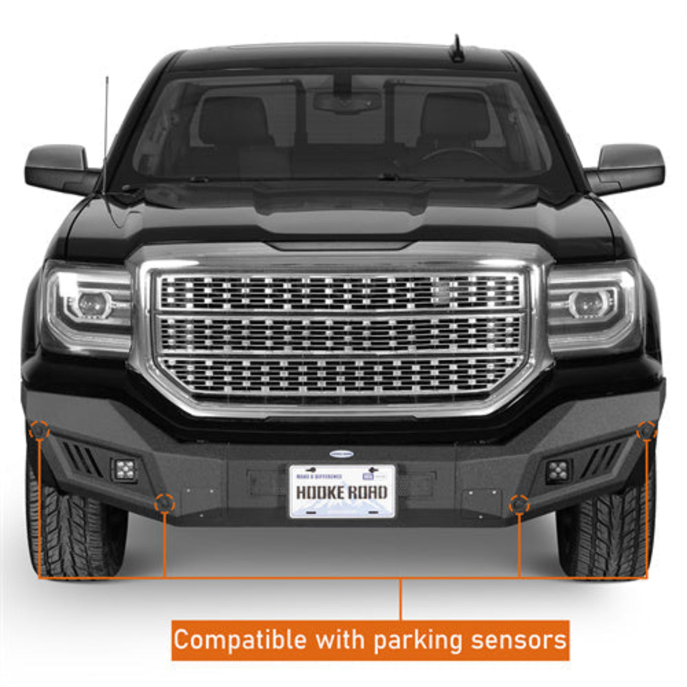 Aftermarket Front Bumper w/ LED Spotlights for 2016-2018 GMC Sierra 1500 - Hooke Road - HE.9461