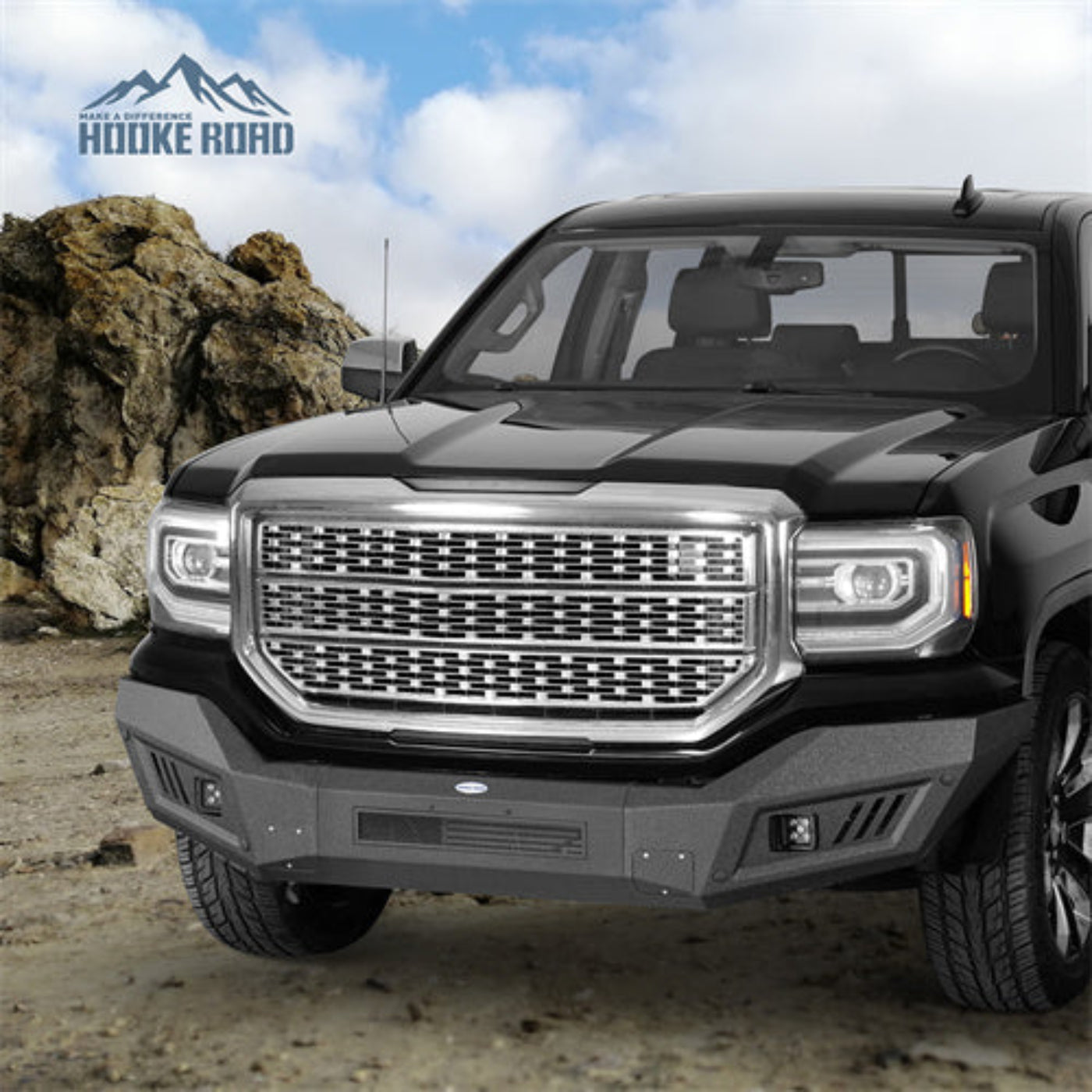 Aftermarket Front Bumper w/ LED Spotlights for 2016-2018 GMC Sierra 1500 - Hooke Road - HE.9461
