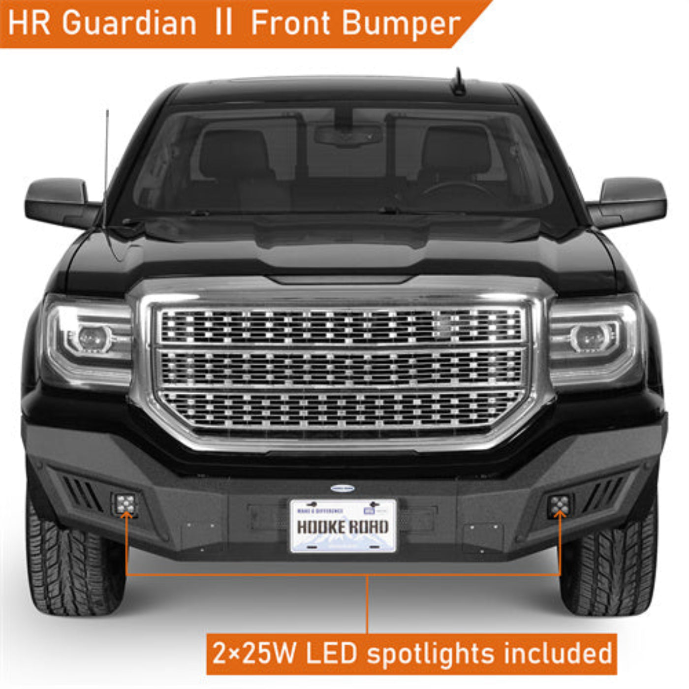 Aftermarket Front Bumper w/ LED Spotlights for 2016-2018 GMC Sierra 1500 - Hooke Road - HE.9461