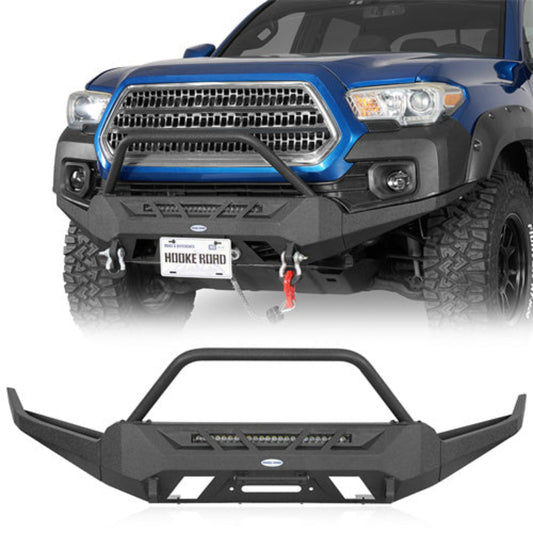 Hooke Road Aftermarket Front Bumper w/ Winch Plate & LED Light Bar (16-23 Toyota Tacoma 3rd Gen)  - HE.4220-S