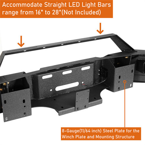 Aftermarket Full Width Front Bumper w/ Winch Plate & LED Spotlights For 2015-2018 Ram 1500 Rebel - HookeRoad