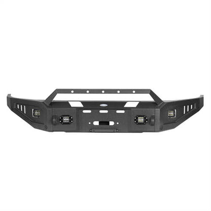 Aftermarket Full Width Front Bumper w/ Winch Plate & LED Spotlights For 2015-2018 Ram 1500 Rebel - HookeRoad
