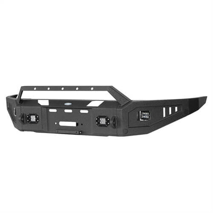 Aftermarket Full Width Front Bumper w/ Winch Plate & LED Spotlights For 2015-2018 Ram 1500 Rebel - HookeRoad